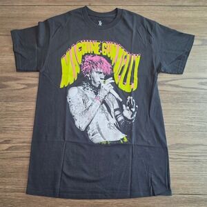 Machine Gun Kelly Singing Photo Black Graphic T-Shirt MGK Neon Logo NWT L